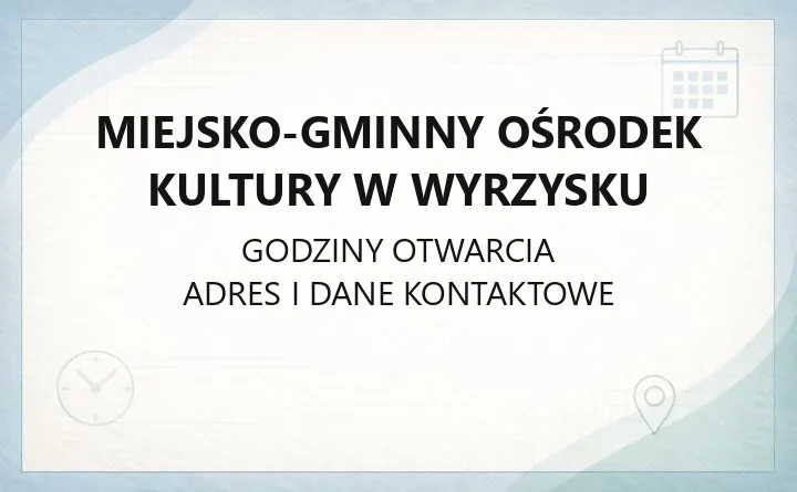 Miejsko-Gminny Ośrodek Kultury w Wyrzysku - kontakt, biblioteka, zajęcia i koła gospodyń