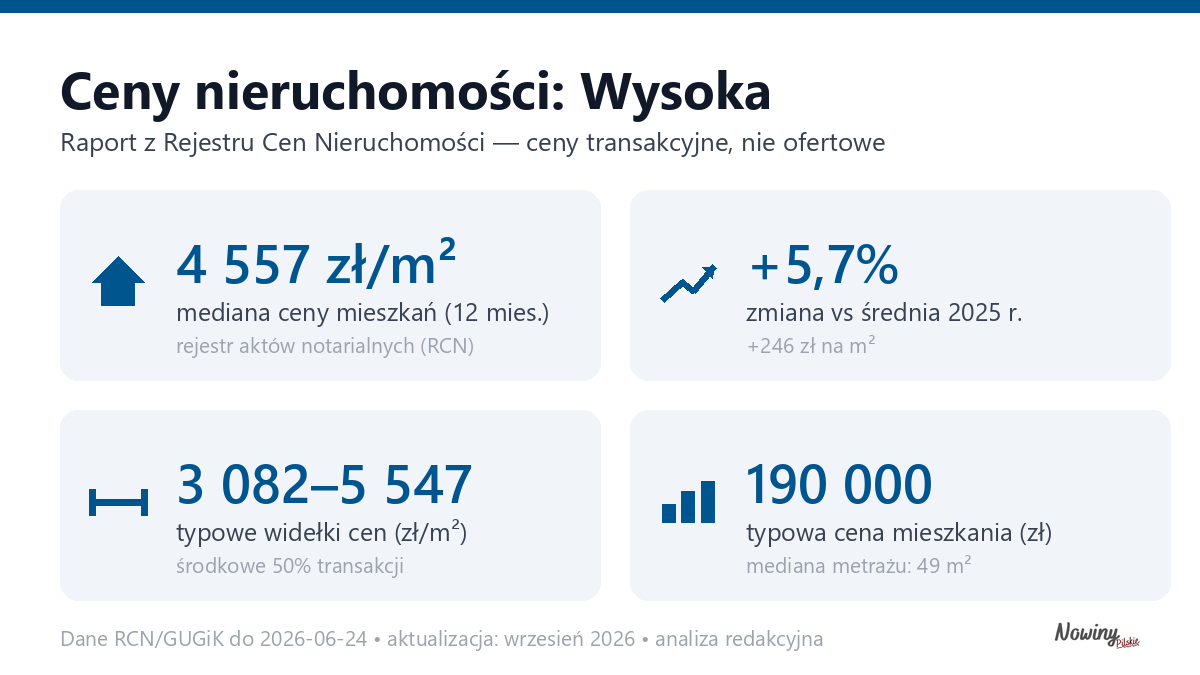 Infografika: ceny mieszkań w mieście Wysoka