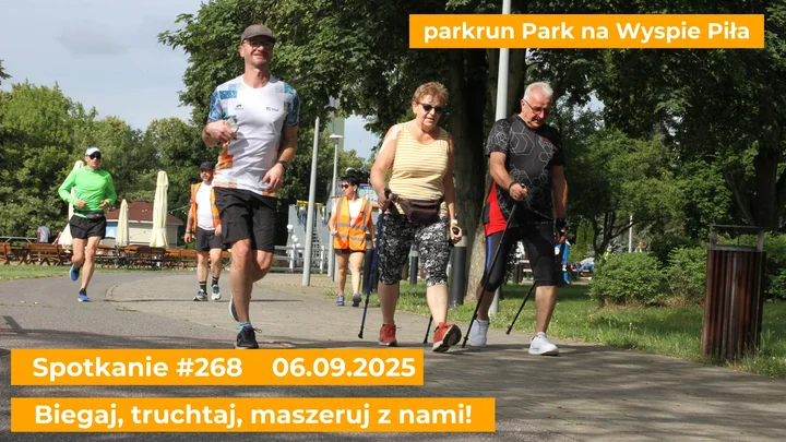 Obrazek przedstawia grafikę promocyjną wydarzenia Poranny parkrun na Wyspie w Pile — 6 września 2025
