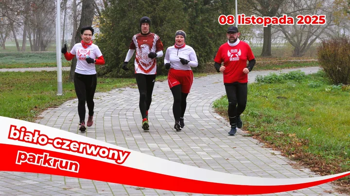 Grafika promocyjna wydarzenia parkrun Park na Wyspie, Piła — 8 listopada 2025