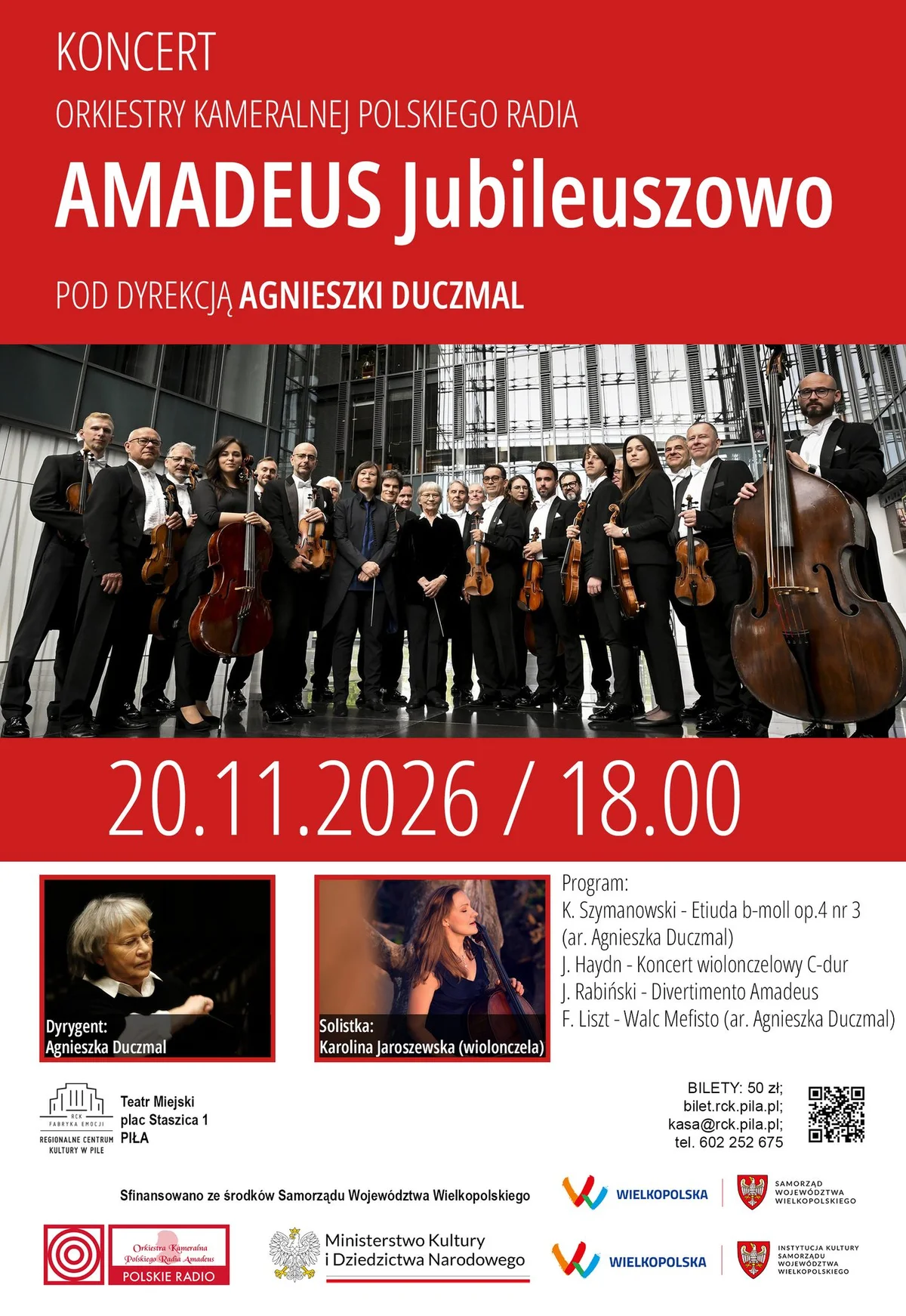 Grafika promocyjna wydarzenia Amadeus Jubileuszowo w Pile