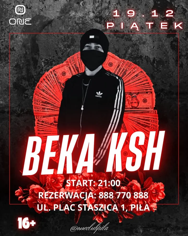 Grafika promocyjna wydarzenia BEKA KSH w One CLUB Piła — 19 grudnia głośna klubowa noc