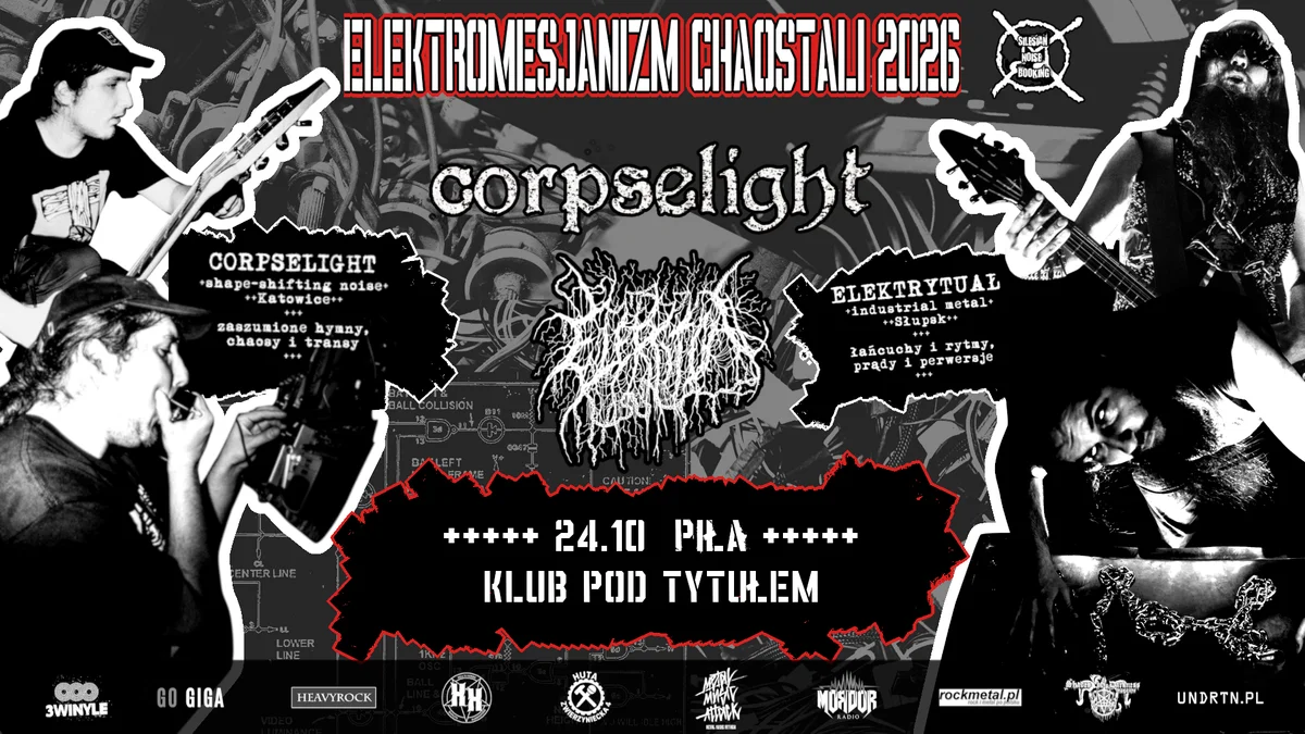 Grafika promocyjna wydarzenia Elektrytuał + Corpselight: koncert industrialny