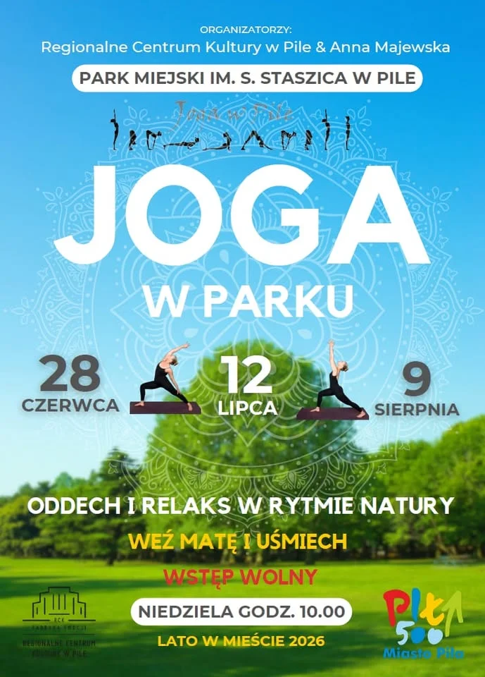 Grafika promocyjna wydarzenia JOGA W PARKU 2026 w Pile