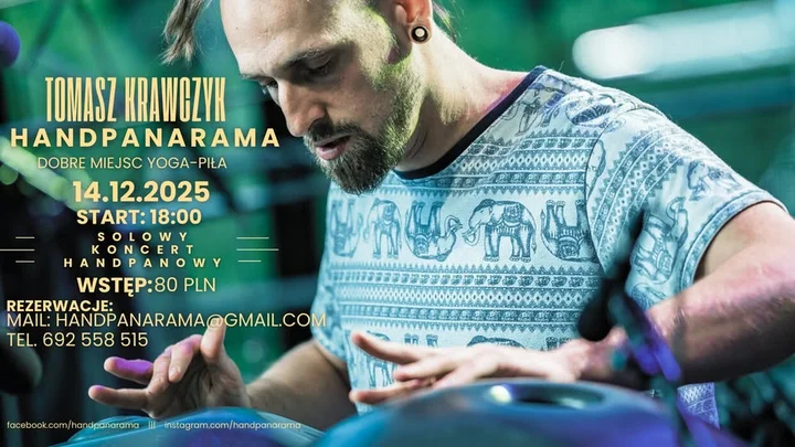 Grafika promocyjna wydarzenia HANDPANARAMA — koncert handpanów w Dobre Miejsce - Yoga, Piła