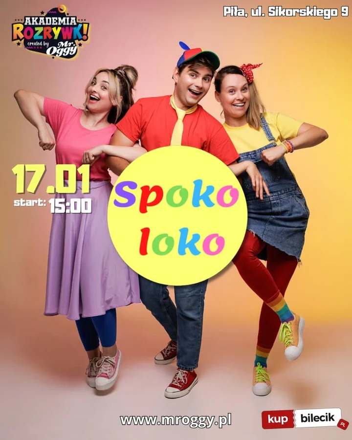 Grafika promocyjna wydarzenia KONCERT SPOKO LOKO w Pile — godzinna zabawa dla dzieci