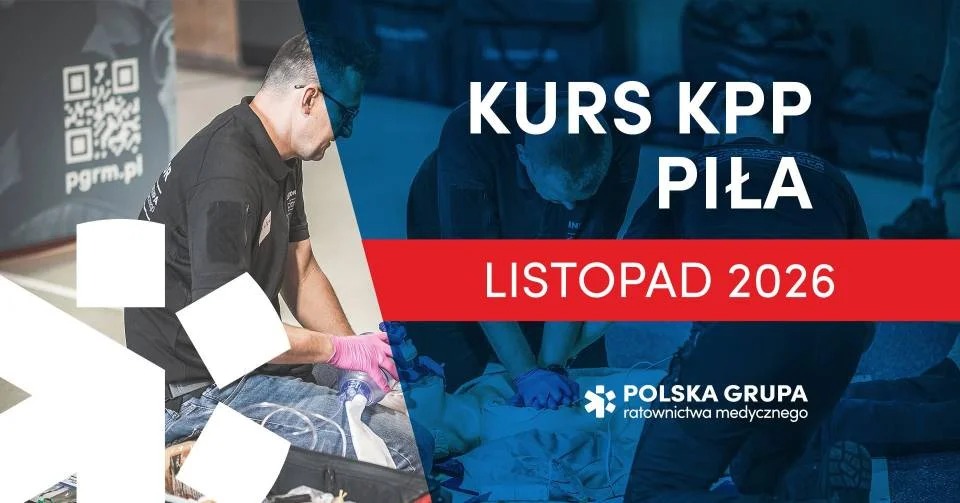Grafika promocyjna wydarzenia Kurs Kwalifikowanej Pierwszej Pomocy – Piła 2026