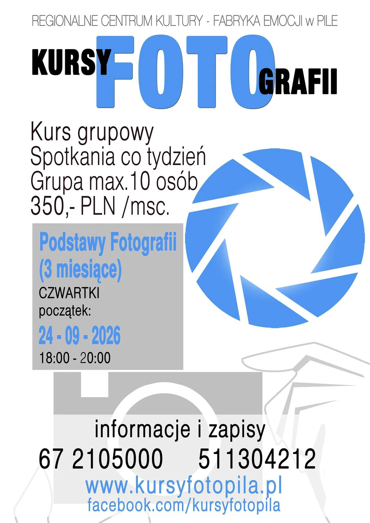 Grafika promocyjna wydarzenia Kurs „Podstawy Fotografii” – nauka od zera