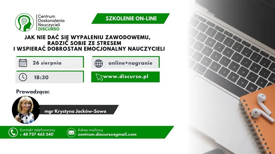 Grafika promocyjna wydarzenia Jak nie dać się wypaleniu zawodowemu – szkolenie online