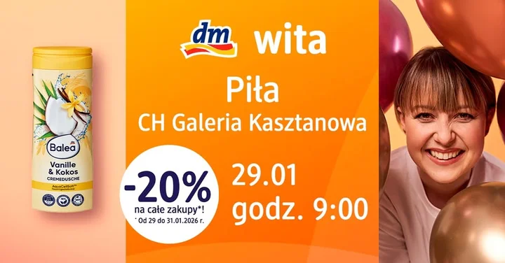 Grafika promocyjna wydarzenia Otwarcie dm w Pile — nowa drogeria w CH Kasztanowa