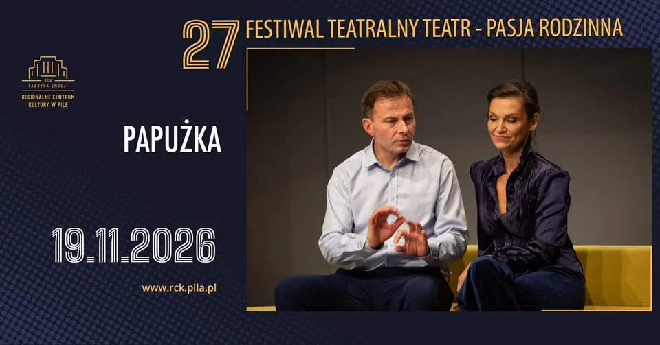 Grafika promocyjna wydarzenia Papużka – komedia w Pile