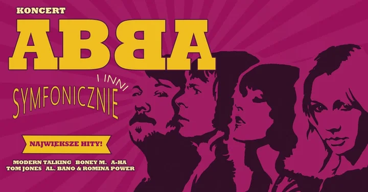 Grafika promocyjna wydarzenia ABBA i INNI Symfonicznie II — koncert hitów lat 70. i 80. w Pile