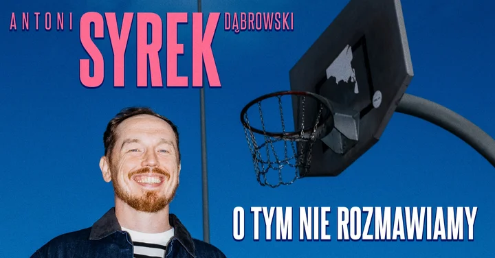 Grafika promocyjna wydarzenia Antoni Syrek‑Dąbrowski — „O tym nie rozmawiamy” w Pile (28 stycznia 2026)