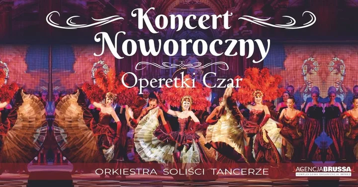 Obrazek przedstawia grafikę promocyjną wydarzenia Koncert operetkowy na powitanie Nowego Roku w Pile