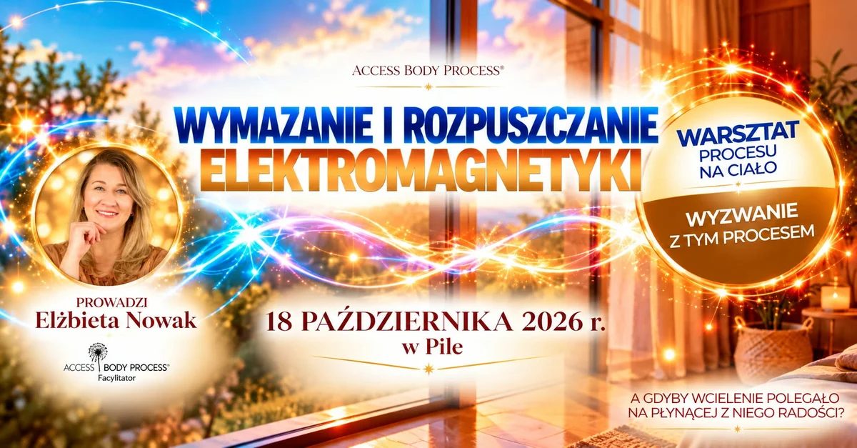 Grafika promocyjna wydarzenia Wymazanie i rozpuszczanie Elektromagnetyki ciał – warsztat w Pile