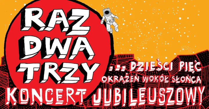 Grafika promocyjna wydarzenia Raz, Dwa, Trzy — jubileusz 35‑lecia w Pile
