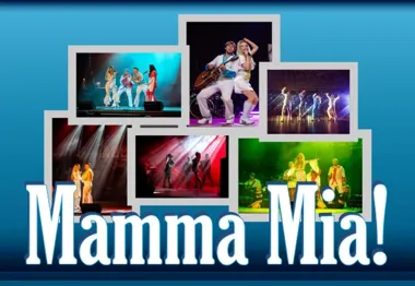 Grafika promocyjna wydarzenia Mamma Mia! Tribute to Abba w Pile — legendarne widowisko Variete Muza