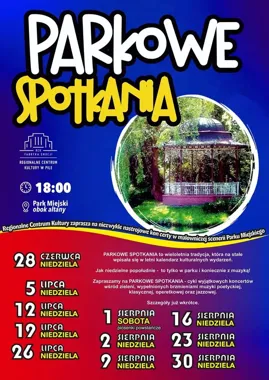 Grafika promocyjna wydarzenia PARKOWE SPOTKANIA w Pile