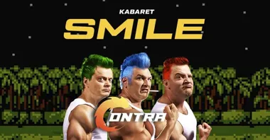 Grafika promocyjna wydarzenia Kabaret Smile „CONTRA” w Pile – nowy program pełen kontrastów i dobrego humoru