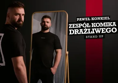 Grafika promocyjna wydarzenia Stand-Up Piła: „Zespół komika drażliwego” Pawła Konkiela