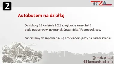 Dwójka wraca na działki – Piła uruchamia sezonowy dojazd