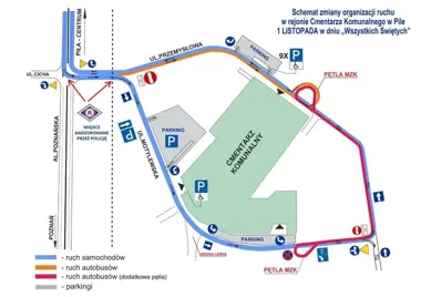 Do pilskiego cmentarza 1 listopada z dwóch stron, ale samochody pojadą jednokierunkowo