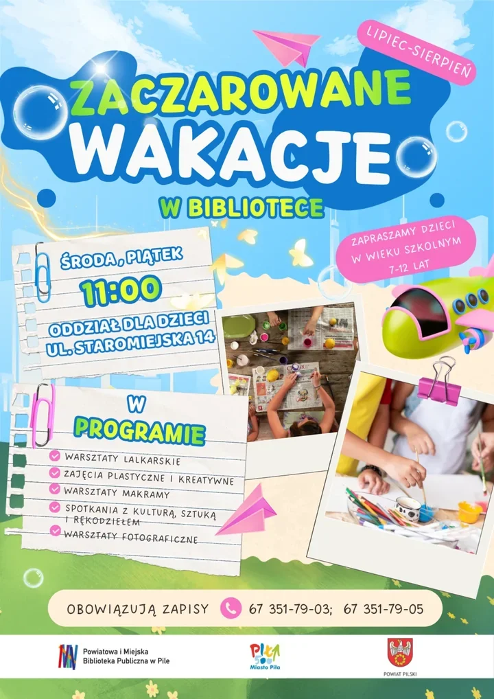 Sierpniowe wakacje z makramą, diaskopem i sztuką w pilskiej bibliotece